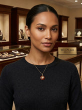 Load image into Gallery viewer, 14kt Solid Yellow Gold Hawaiian Plumeria Design Red Jade Pendant Necklace
