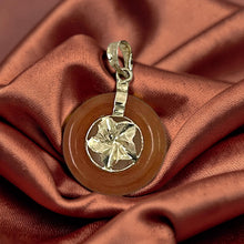 Load image into Gallery viewer, 14kt Solid Yellow Gold Hawaiian Plumeria Design Red Jade Pendant Necklace