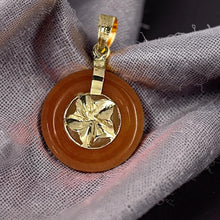 Load image into Gallery viewer, 14kt Solid Yellow Gold Hawaiian Plumeria Design Red Jade Pendant Necklace