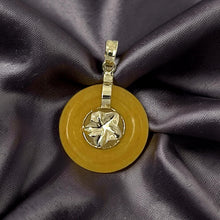 Load image into Gallery viewer, 14k Solid Yellow Gold Hawaiian Plumeria Honey Jade Pendant Necklace