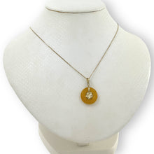 Load image into Gallery viewer, 14k Solid Yellow Gold Hawaiian Plumeria Honey Jade Pendant Necklace