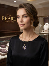 Load image into Gallery viewer, 14kt Solid Yellow Gold Lavender Jade 30mm Good Luck Pendant Necklace