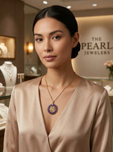 Load image into Gallery viewer, 14k Solid Yellow Gold Purple Jade Good Fortune Donut Pendant