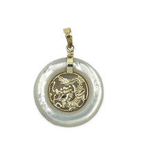 Load image into Gallery viewer, 14k Solid Gold Dragon Mother of Pearl Donut Pendant