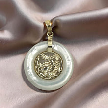 Load image into Gallery viewer, 14k Solid Gold Dragon Mother of Pearl Donut Pendant