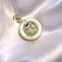 Load image into Gallery viewer, 14k Solid Gold Dragon Mother of Pearl Donut Pendant