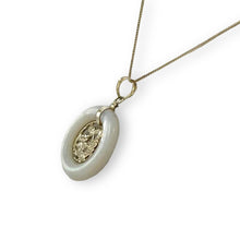 Load image into Gallery viewer, 14k Solid Gold Dragon Mother of Pearl Donut Pendant