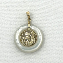 Load image into Gallery viewer, 2100080-14k-Gold-Hand-Crafted-Dragon-White-Mother-of-Pearl-Pendant-Necklace