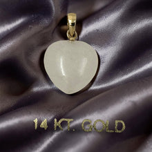 Load image into Gallery viewer, 14k Gold White Jade Heart Pendant