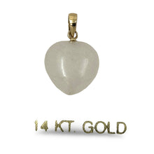 Load image into Gallery viewer, 14k Gold White Jade Heart Pendant