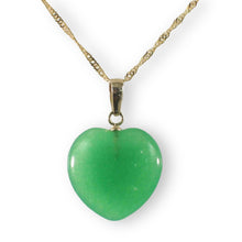 Load image into Gallery viewer, 14k Gold Green Jade Heart Pendant