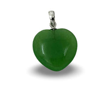 Load image into Gallery viewer, 14k White Gold Green Jade Heart Pendant