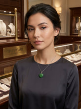 Load image into Gallery viewer, 14k White Gold Green Jade Heart Pendant