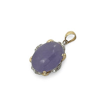 Load image into Gallery viewer, 14k Gold Diamond Lavender Oval Jade Pendant Necklace
