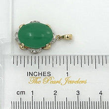 Load image into Gallery viewer, 14k Solid Gold Diamond Cabochons Green Jade Pendant Necklace