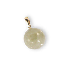 Load image into Gallery viewer, 14k Solid Yellow Gold Dark Khaki Round Bead Jade Pendant