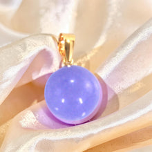 Load image into Gallery viewer, 14k Solid Yellow Gold Lavender Round Bead Jade Pendant
