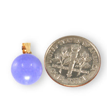Load image into Gallery viewer, 14k Solid Yellow Gold Lavender Round Bead Jade Pendant
