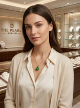 Load image into Gallery viewer, 14kt Solid Yellow Gold Green Jade Pendant Necklace