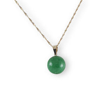 Load image into Gallery viewer, 14kt Solid Yellow Gold Green Jade Pendant Necklace