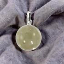 Load image into Gallery viewer, 14k Solid White Gold Dark Khaki Round Bead Jade Pendant