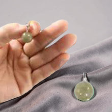 Load image into Gallery viewer, 14k Solid White Gold Dark Khaki Round Bead Jade Pendant