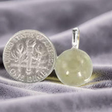Load image into Gallery viewer, 14k Solid White Gold Dark Khaki Round Bead Jade Pendant