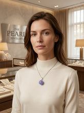 Load image into Gallery viewer, 14k Solid White Gold Lavender Round Bead Jade Pendant