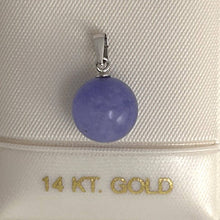 Load image into Gallery viewer, 14k Solid White Gold Lavender Round Bead Jade Pendant