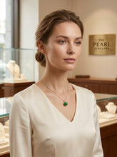 Load image into Gallery viewer, 14k Solid White Gold Green Jade Pendant Necklace