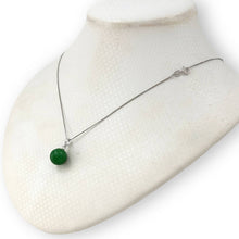 Load image into Gallery viewer, 14k Solid White Gold Green Jade Pendant Necklace