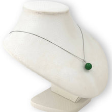 Load image into Gallery viewer, 14k Solid White Gold Green Jade Pendant Necklace