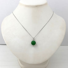 Load image into Gallery viewer, 2100118-14k-Solid-White-Gold-Round-Green-Jade-Pendant