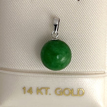 Load image into Gallery viewer, 2100118-14k-Solid-White-Gold-Round-Green-Jade-Pendant