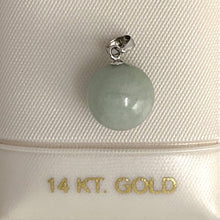 Load image into Gallery viewer, 14k Solid White Gold Celadon Green Round Jade Pendant Necklace