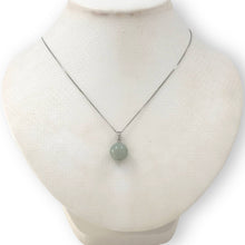 Load image into Gallery viewer, 14k Solid White Gold Celadon Green Round Jade Pendant Necklace