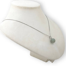 Load image into Gallery viewer, 14k Solid White Gold Celadon Green Round Jade Pendant Necklace