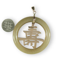Load image into Gallery viewer, 14k Gold Vintage Longevity Jadeite Donut Pendant
