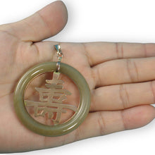 Load image into Gallery viewer, 14k Gold Vintage Longevity Jadeite Donut Pendant