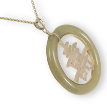 Load image into Gallery viewer, 14k Gold Vintage Longevity Jadeite Donut Pendant