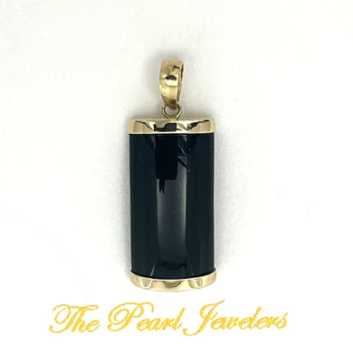 2100141 CURVE SHAPE BLACK ONYX 14K YELLOW GOLD PENDANT NECKLACE