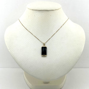 2100141 CURVE SHAPE BLACK ONYX 14K YELLOW GOLD PENDANT NECKLACE