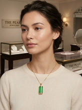Load image into Gallery viewer, 14k Gold Curve Green Jade Pendant