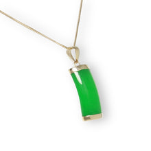 Load image into Gallery viewer, 14k Gold Curve Green Jade Pendant