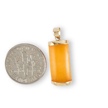 Load image into Gallery viewer, 14k Gold Curve Yellow Jade Pendant