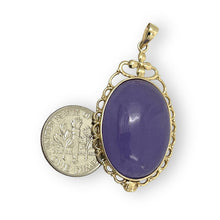 Load image into Gallery viewer, 14k Yellow Gold Cabochon Cut Lavender Jade Pendant Necklace