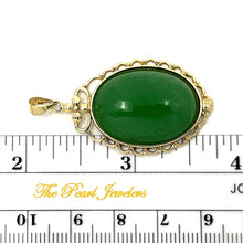 Load image into Gallery viewer, 14k Yellow Gold Cabochon Cut Green Jade Pendant Necklace