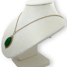 Load image into Gallery viewer, 14k Yellow Gold Cabochon Cut Green Jade Pendant Necklace