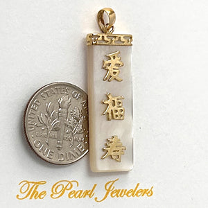 14k Gold Good Fortune Lavender Jade Pendant