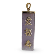 Load image into Gallery viewer, 14k Gold Good Fortune Lavender Jade Pendant